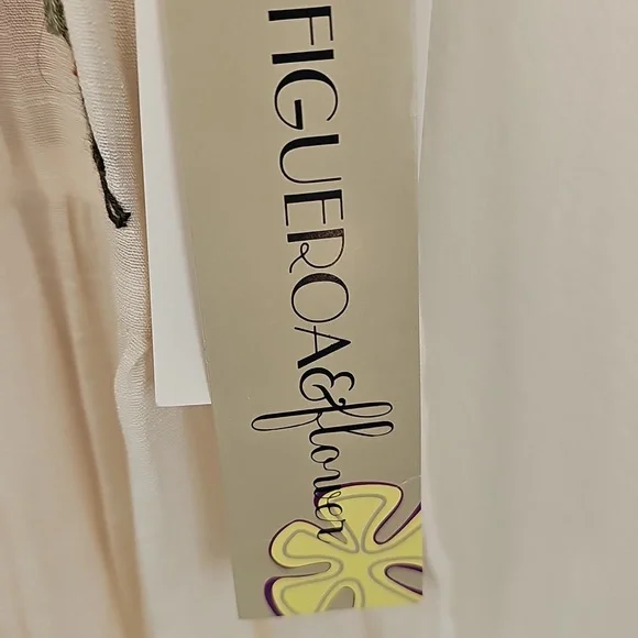 NWT Figueroe & Flower Floral Beige 3/4 Sleeve Embroidered Tier  Dress Size Large - Picture 11 of 11